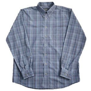 Eddie Bauer Blue Plaid Relaxed Fit Button-Up Shirt
